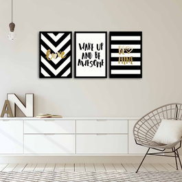 Wallity Cuadro Decorativo Enmarcado en MDF (3 Piezas) Multicolor